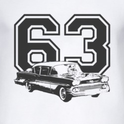 1963 Chevy Belair Biscayne With Year Black Graphic Light Tee T Shirt