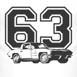1963 Corvette Coupe With Year Black Graphic T Shirt