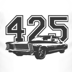 1965 Buick Riviera With Engine Size Black Graphic Light T Shirt