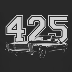 1965 Buick Riviera With Engine Size White Graphic Dark T Shirt