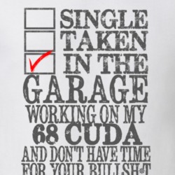 Single Taken In The Garage 1968 PLYMOUTH BARRACUDA Distressed Look Mus