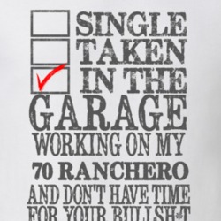 Single Taken In The Garage 1970  RANCHERO Distressed Look Muscle Car T