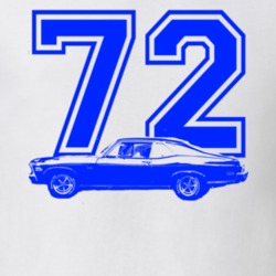1972 Chevy Nova Side View Year Royal Blue Graphic Custom Shirt
