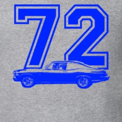 1972 Chevy Nova Side View Year Royal Blue Graphic Custom Heather Grey 