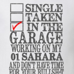 Single Taken in the Garage With Jeep 2001 Sahara Funny Jeep T Shirt