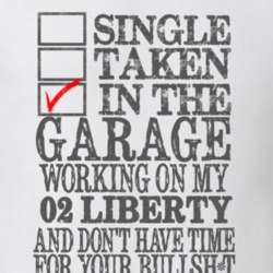 Single Taken in the Garage With Jeep 2002 Liberty Funny Jeep T Shirt