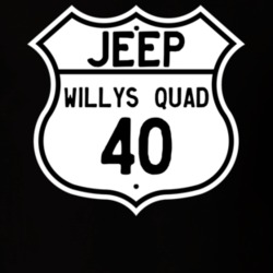 Highway Route Sign Jeep 1940 Willys Quad T Shirt