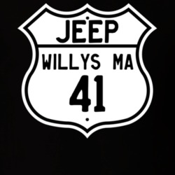 Highway Route Sign Jeep 1941 Willys MA T Shirt