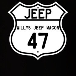 Highway Route Sign Jeep 1947 Willys Jeep Wagon T Shirt