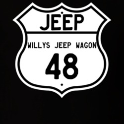 Highway Route Sign Jeep 1948 Willys Jeep Wagon T Shirt