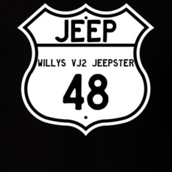 Highway Route Sign Jeep 1948 Willys VJ2 Jeepster T Shirt