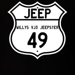 Highway Route Sign Jeep 1949 Willys VJ3 Jeepster T Shirt