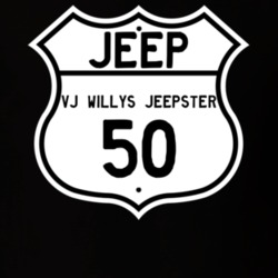 Highway Route Sign Jeep 1950 VJ Willys Jeepster T Shirt