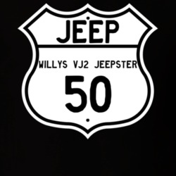 Highway Route Sign Jeep 1950 Willys VJ2 Jeepster T Shirt