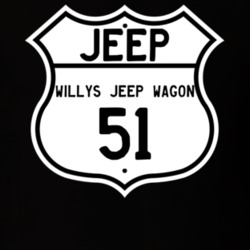 Highway Route Sign Jeep 1951 Willys Jeep Wagon T Shirt