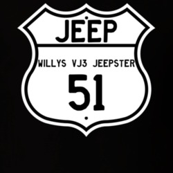 Highway Route Sign Jeep 1951 Willys VJ3 Jeepster T Shirt