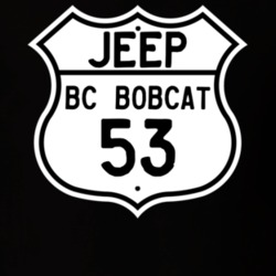 Highway Route Sign Jeep 1953 BC Bobcat T Shirt