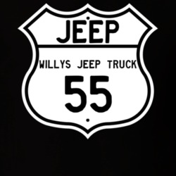 Highway Route Sign Jeep 1955 Willys Jeep Truck T Shirt