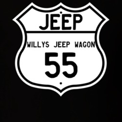 Highway Route Sign Jeep 1955 Willys Jeep Wagon T Shirt