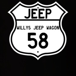 Highway Route Sign Jeep 1958 Willys Jeep Wagon T Shirt