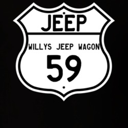 Highway Route Sign Jeep 1959 Willys Jeep Wagon T Shirt