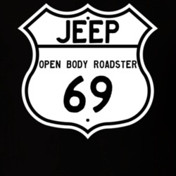 Highway Route Sign Jeep 1969 Open Body Roadster T Shirt