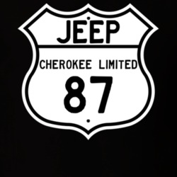 Highway Route Sign Jeep 1987 Cherokee Limited T Shirt