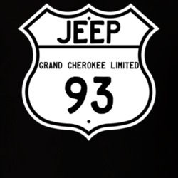 Highway Route Sign Jeep 1993 Grand Cherokee Limited T Shirt