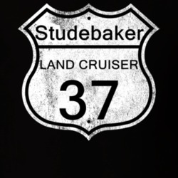 Highway Route Sign 1937 Studebaker Land Cruiser Distressed T Shirt