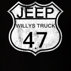 Highway Route Sign 1947 Willys Jeep Truck Distressed T Shirt