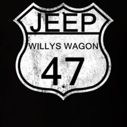 Highway Route Sign 1947 Willys Jeep Wagon Distressed T Shirt