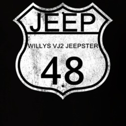 Highway Route Sign 1948 Willys VJ2 Jeepster Distressed T Shirt