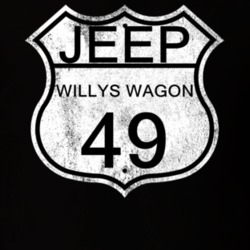Highway Route Sign 1949 Willys Jeep Wagon Distressed T Shirt
