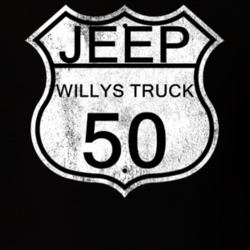 Highway Route Sign 1950 Willys Jeep Truck Distressed T Shirt