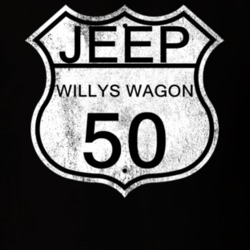 Highway Route Sign 1950 Willys Jeep Wagon Distressed T Shirt