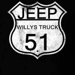 Highway Route Sign 1951 Willys Jeep Truck Distressed T Shirt