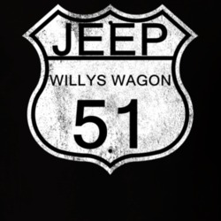 Highway Route Sign 1951 Willys Jeep Wagon Distressed T Shirt