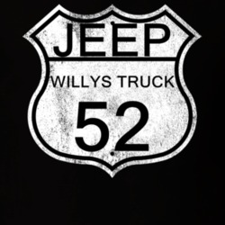 Highway Route Sign 1952 Willys Jeep Truck Distressed T Shirt