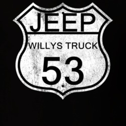 Highway Route Sign 1953 Willys Jeep Truck Distressed T Shirt