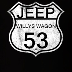 Highway Route Sign 1953 Willys Jeep Wagon Distressed T Shirt