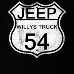 Highway Route Sign 1954 Willys Jeep Truck Distressed T Shirt