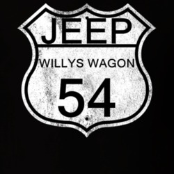Highway Route Sign 1954 Willys Jeep Wagon Distressed T Shirt