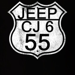 Highway Route Sign 1955 CJ 6 Distressed T Shirt