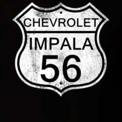 Highway Route Sign 1956 Chevy Impala Distressed T Shirt