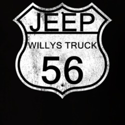 Highway Route Sign 1956 Willys Jeep Truck Distressed T Shirt