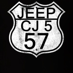 Highway Route Sign 1957 CJ 5 Distressed T Shirt