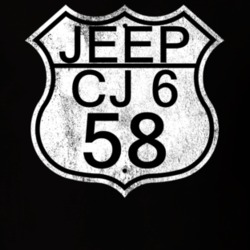 Highway Route Sign 1958 CJ 6 Distressed T Shirt