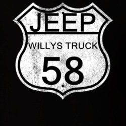 Highway Route Sign 1958 Willys Jeep Truck Distressed T Shirt