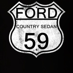 Highway Route Sign 1959 Country Sedan Distressed T Shirt
