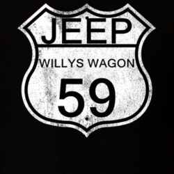 Highway Route Sign 1959 Willys Jeep Wagon Distressed T Shirt